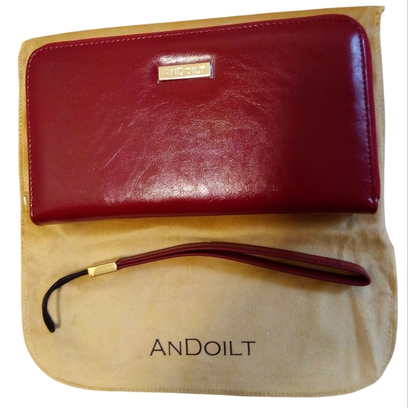 Andoilt Women’s Leather Zip Around Wristlet RFID Blocking Inside Zippered Pocket - Picture 1 of 11